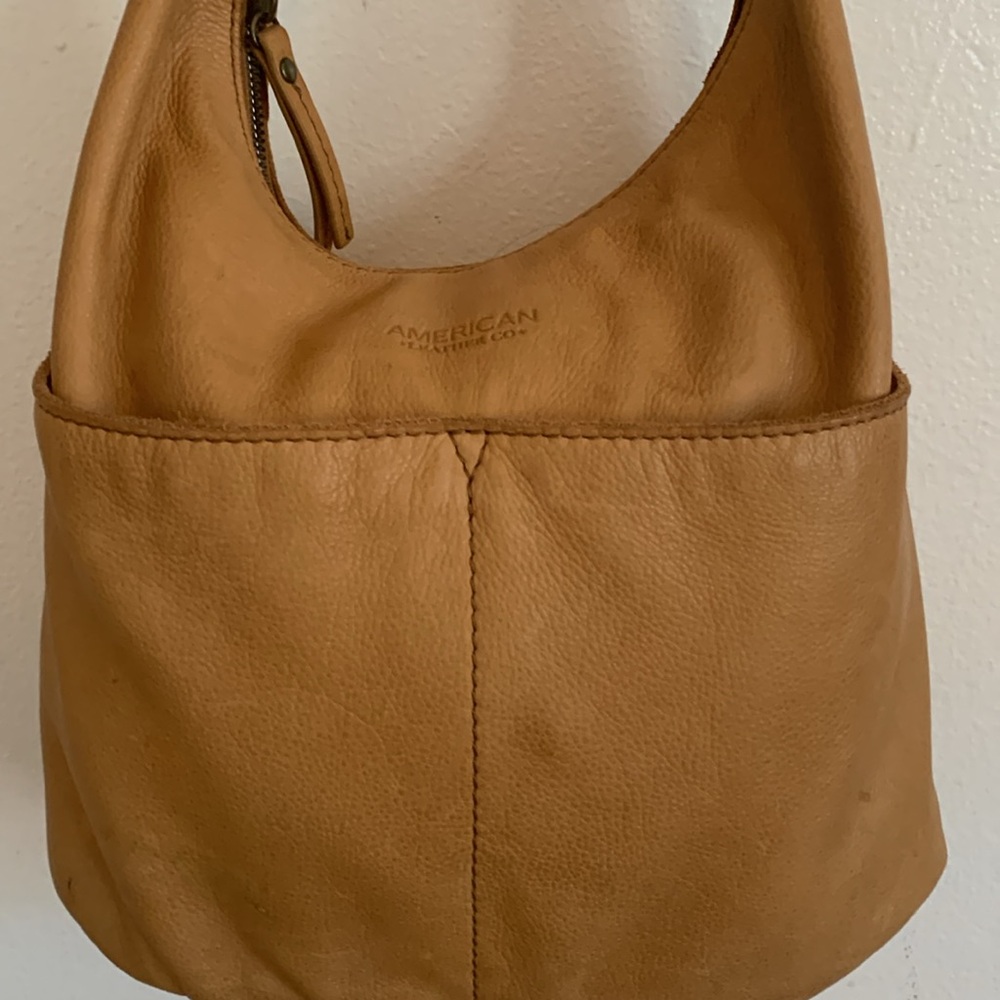 American leather beige color real leather bag two front pockets beautiful - Picture 5 of 8